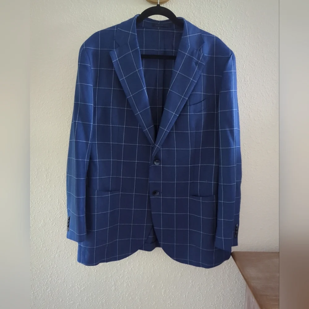 L.B.M. 1911 Italian Wool Silk Viscose Windowpane Blazer Sport Coat  56R